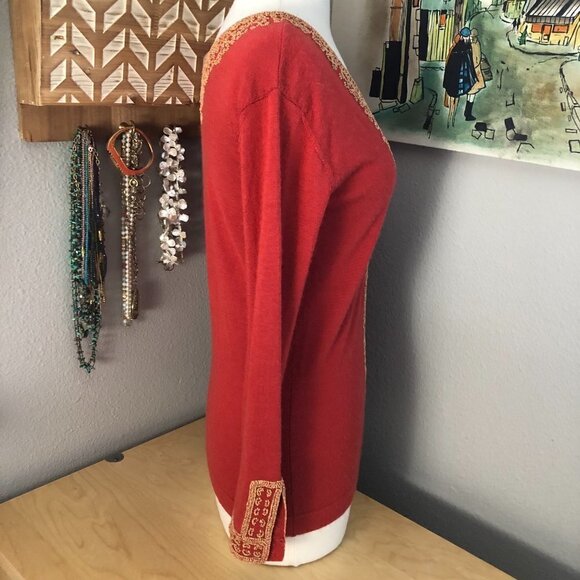 Hand Made in Nepal Cashmere & Silk Sweater - Heavily Beaded - Picture 4 of 10